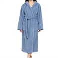 thumbnail image 3 of Bxsruta Womens Plush Hooded Robe Soft Fleece Bathrobe Long Loungewear with Pockets and Belt, 3 of 8