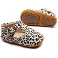 thumbnail image 2 of Leather Leopard Baby Shoes Hard Sole T-Strap Boys Girls Moccasins for Infants Babies Toddlers, 2 of 5