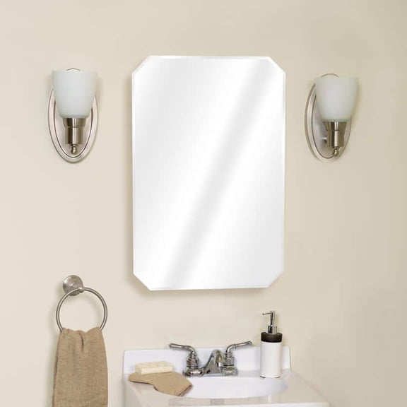 16 in. W x 24 in. H Recessed or Surface-Mount Emerald Single Door Medicine Cabinet with Beveled Mirror Edges