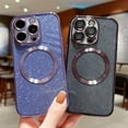 thumbnail image 4 of Compatible with IPhone 14 Pro Max Magnetic Case Glitter ,Compatible with MagSafe ,Camera Protector Luxury Plating Cute Bling Shiny Clear for Women Girls Cover Case for Iphone14promax (Dark blue), 4 of 13