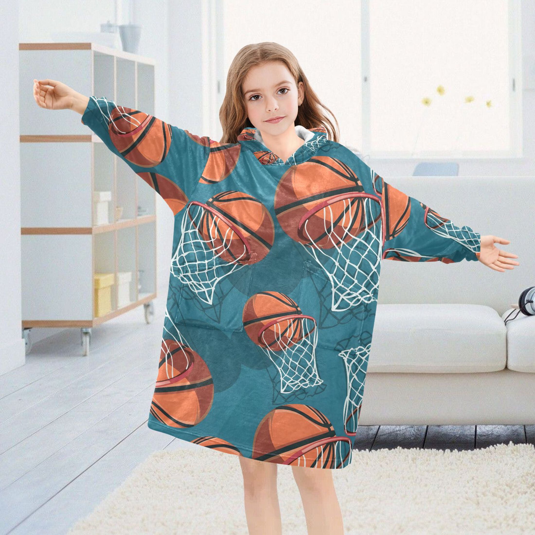joogoo Blanket Hoodie for Basketball-a1 Oversize Sweatshirt 3-14 YR L