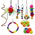 thumbnail image 3 of Natural Wood Bird Toy Set for Small Medium Birds, Parrot Cage Accessories with Swings Ladders Bells, Colorful Chew Blocks for Cage Enrichment, 3 of 5