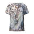 thumbnail image 4 of under $5 JINMGG Womens Tops under $5 Women's Casual Loose Floral Print Crewneck Printed Short Sleeve T-Shirt Tops Khaki XL, 4 of 8