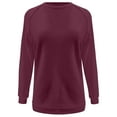 thumbnail image 5 of Basic Sweatshirts for Women 2025 Fall Winter Long Sleeve Crewneck Side Slit Plain Sweatshirt Pullover Tops, 5 of 6