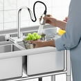 thumbnail image 3 of Utility Stainless Steel Sink, Commercial Kitchen Prep Sink Free Standing Single Bowl with Cold and Hot Water Pipe Undershelf Faucet for Restaurant Laundry Garage Bar Workshop 19.7" x 21.7" x 33.5", 3 of 9