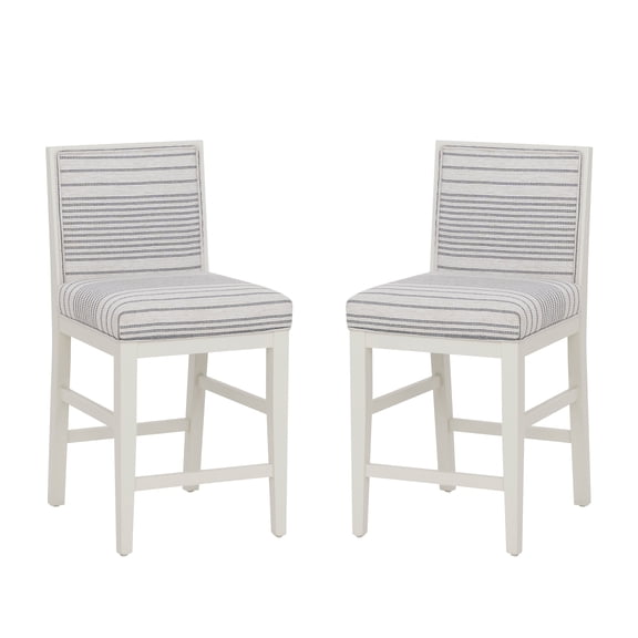 Linon Regina Set of 2 Grey Stripe Counter-Height Stools