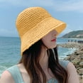 thumbnail image 5 of Sombrero de paja para mujer, sombrero de pescador tejido, sombrero de playa, gorra plegable, gorras de verano, sombrero de pescador para mujer, 5 of 5