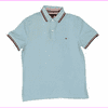 Tommy Hilfiger Mens Striped Collar Polo (Medium, Bright Blue)