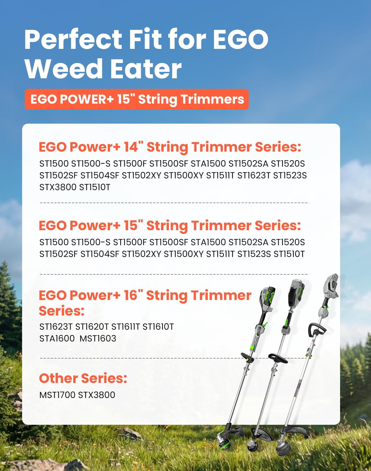 16-Pack AL2420PD Replacement Twisted Trimmer Line for EGO 15-Inch String Trimmers, Dual Color 0.095" Pre-Cut, 224 Ft Total, Compatible Weed Wacker Line