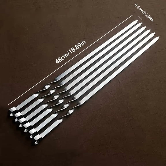 Stainless Steel Barbecue Skewer 6Pcs Wide BBQ Sticks Flat BBQ Fork Outdoor Camping Picnic BBQ Utensil Kitchen Accessories