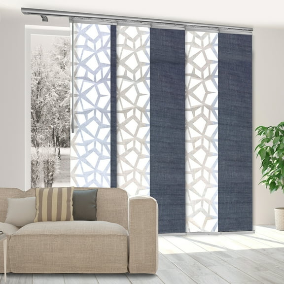 Domovina 6 Panel Track Vertical Blinds, Adjustable 70-130"W x 116"H - Splinter/Anan