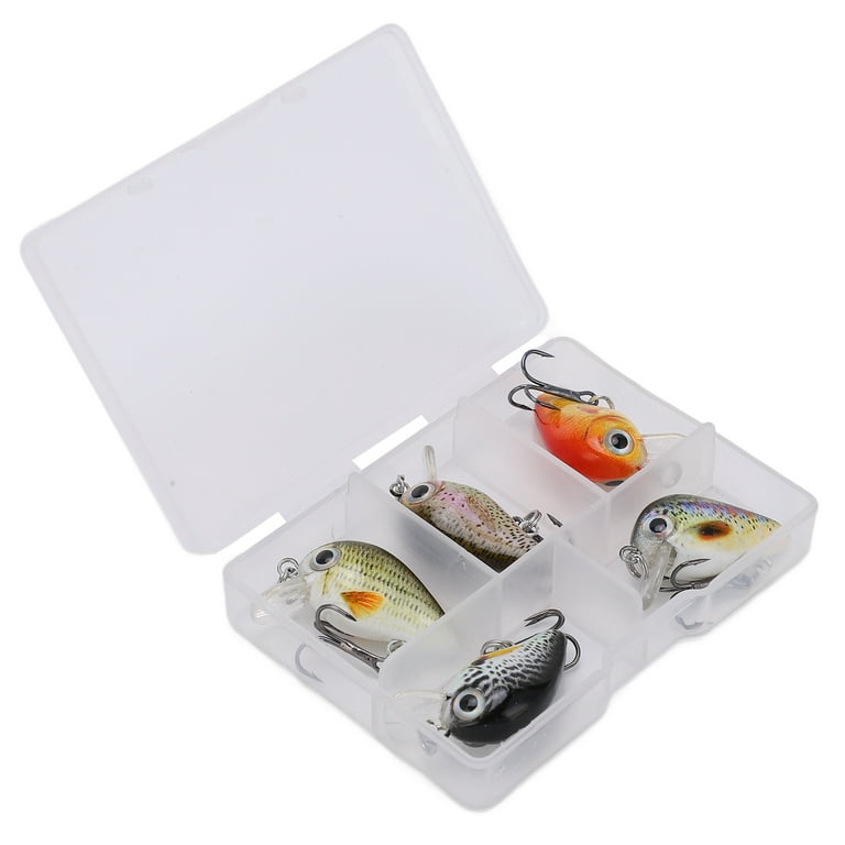 5 Pcs Mini Fishing Lures Crankbait Realistic Fishing Hard Baits Kit with  Box for Sea Water and Fresh WaterType 2