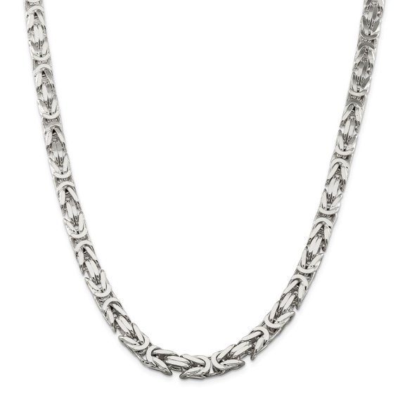 White Sterling Silver chain Byzantine 20 in 8.25 mm