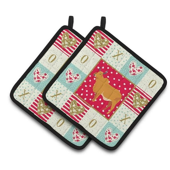 Carolines Treasures CK5252PTHD Zebu Indicine Cow Love Pair of Pot Holders, 7.5HX7.5W, multicolor