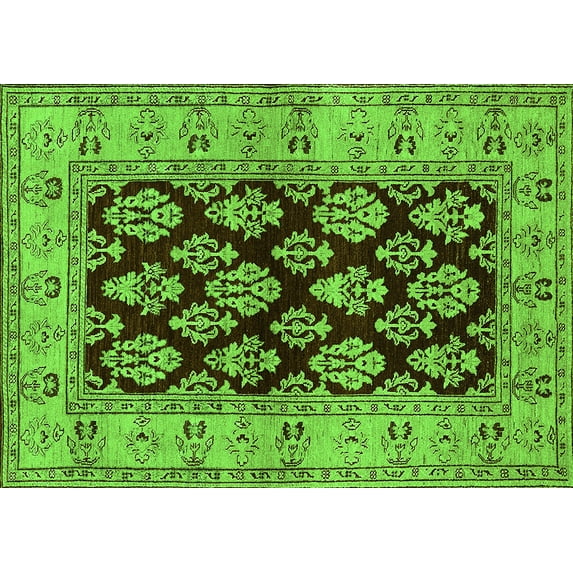 Ahgly Company Indoor Rectangle Oriental Green Industrial Area Rugs, 3' x 5'