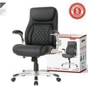 NOUHAUS  Posture Ergonomic PU Leather Office Chair. Click5 Lumbar Support with FlipAdjust Armrests. Modern Executive Chair and Computer Desk Chair (Black)