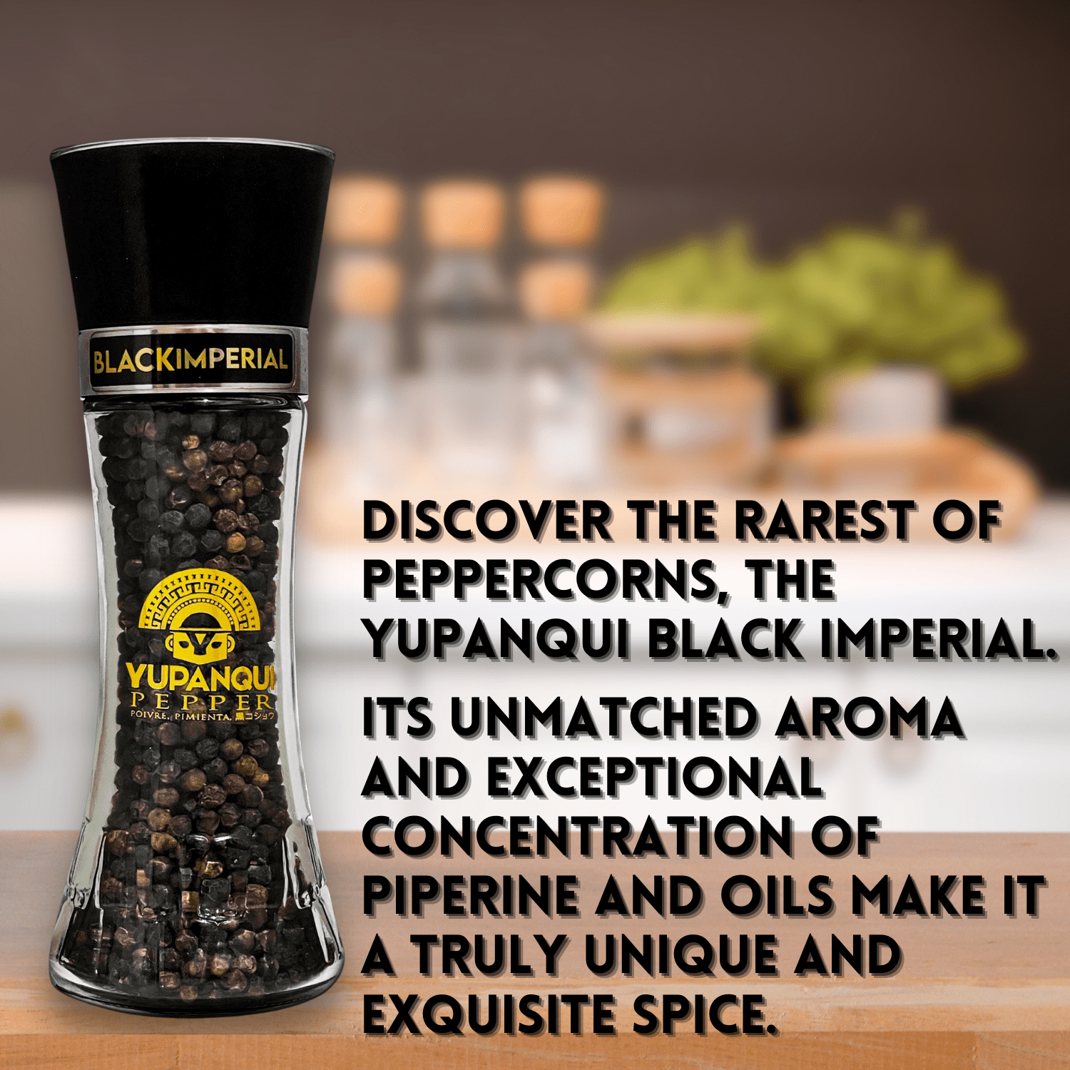 YUPANQUI Refillable Black Pepper Grinder 3.5oz Gourmet Organic Black Peppercorns for Cooking Flavor