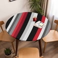 thumbnail image 5 of Black Red Stripes Elastic Fitted Round Table Cover Striped Waterproof Outdoor Tablecloth for Holiday Party, Picnic, Patio & Dining Fits Tables Up to 45"-54", 5 of 8
