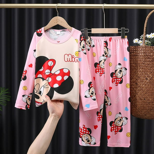 Disney Mickey Mouse Pajmas Set Anime Autumn Cotton Children Pyjamas for Boys and Girls Sets Kids Home Wear Casual Sleepwear SuitChina 10 (5T-6T) Gao Jinjia LED