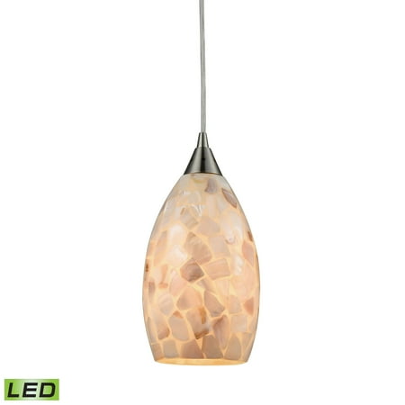 Capri 1-Light Mini Pendant in Satin Nickel with Capiz Shell Glass - Includes LED Bulb
