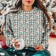 thumbnail image 2 of IWRICH Women's Christmas Sweatshirt Loose Crewneck Cute Graphic Tees Funny Long Sleeve Holiday Blouse Pullover Tops Dark Green2 XL, 2 of 5