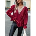thumbnail image 3 of Women's casual bohemian V-neck long-sleeved ruffle sleeve blouse loose shirts, 3 of 6