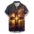 thumbnail image 4 of Yaoyar Mens Hawaiian Christian Shirts Cross Jesus Lapel Button Down Short Sleeve Beach Shirt Summer Tops Vacation Casual Fashion, 4 of 6