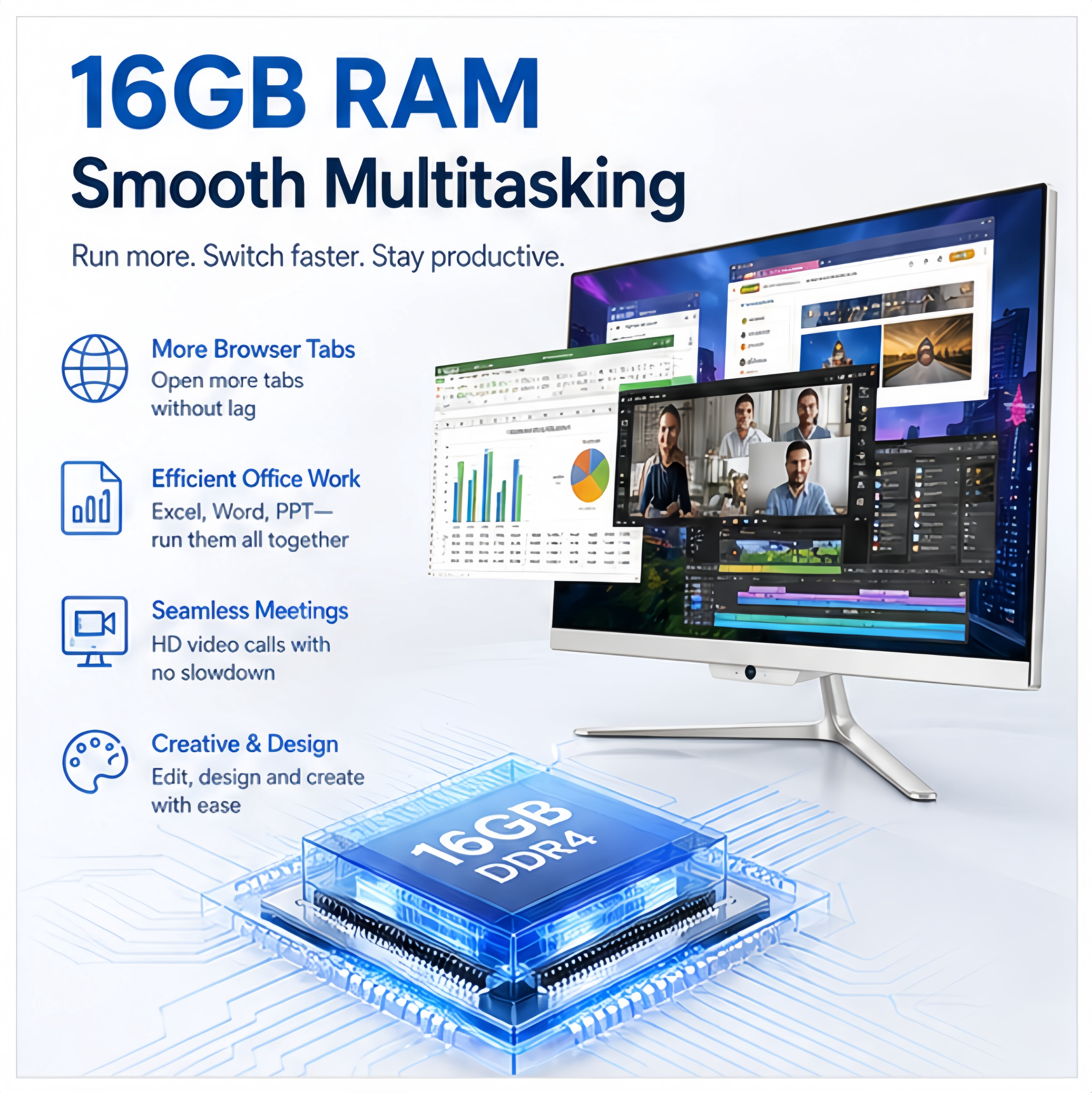 TOEMAAGIC All-in-One Desktop 24″ FHD Display Intel Core i5 16GB RAM 512GB SSD Windows 10,Mouse,Keyboard ,White
