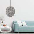 thumbnail image 5 of Pendant Lamp Shade Hand Woven Paper Rope Rattan Wicker Ceiling Lamp Shade Shade Round Gray, 5 of 8