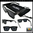 thumbnail image 2 of Kush Graffiti Logo Hipster Horn Rim Thick Plastic Mens All Black Sunglasses Silver Logo, 2 of 8