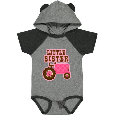 

Inktastic Pink Tractor Little Sister Gift Baby Girl Bodysuit