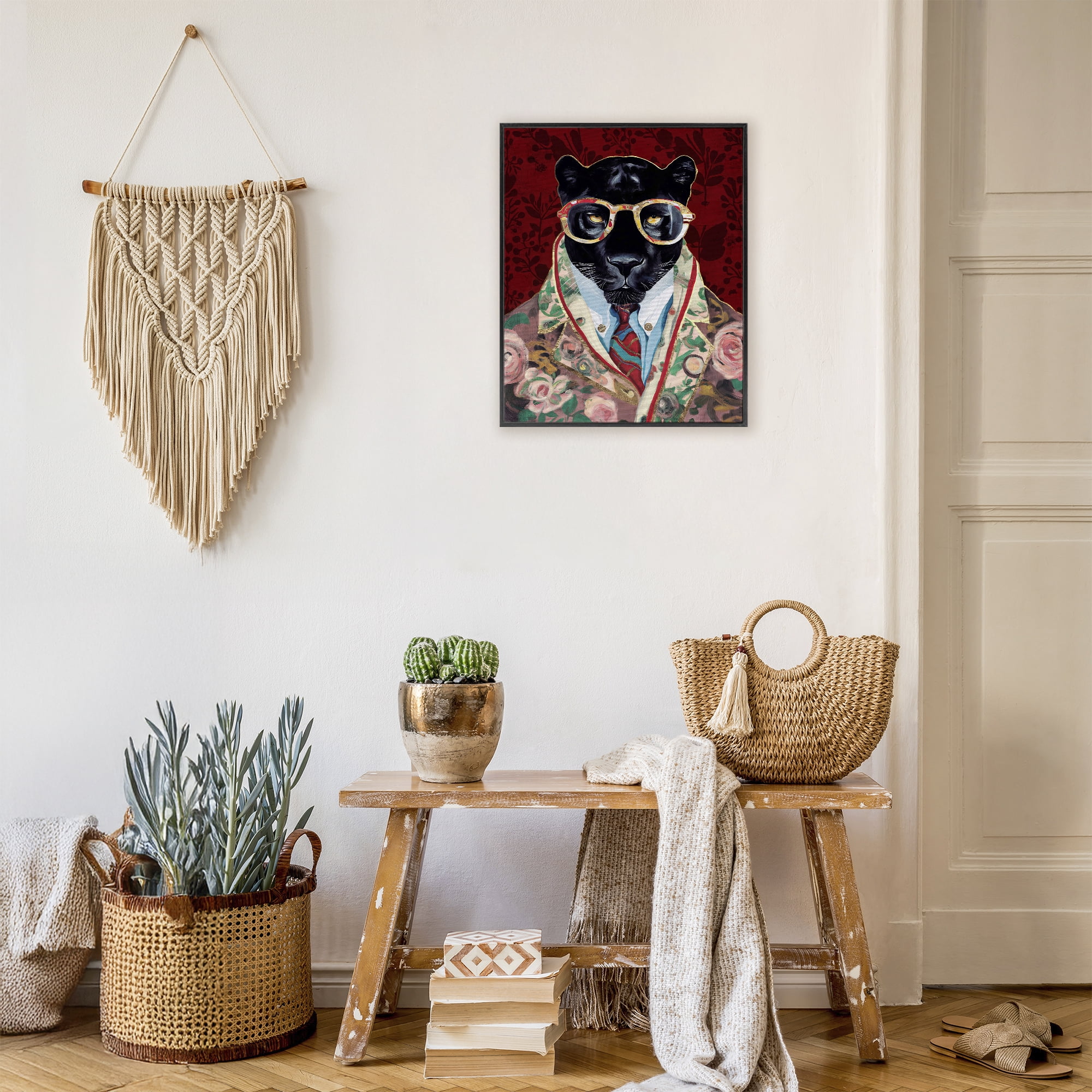 Stupell Industries Fashionable Scarlet Panther Black Framed Giclee Art, design by Svetlana Aleynikova