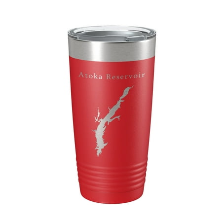 

Atoka Reservoir Tumbler Lake Map Travel Mug Insulated Laser Engraved Coffee Cup Oklahoma 20 oz Red
