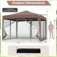 thumbnail image 3 of Gymax 10 FT x 10 FT Pop-Up Canopy Tent w/ Mesh Netting Carry Bag 8 Stakes & 4 Ropes Outdoor Rustic Brown, 3 of 10