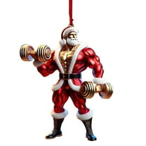 No Lift No Gift Ornament - Fitness Santa Muscular Santa Lifting Weights Merry Liftmas Bodybuilder Ceramic Ornament, 2024 X-mas Christmas Tree Decor
