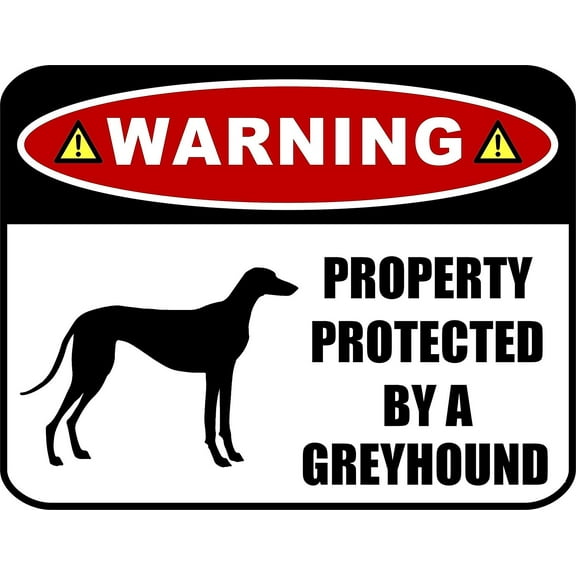 PCSCP Warning Property Protected by a Greyhound (SILHOUETTE) 11.5 inch x 9 inch Laminated Dog Sign