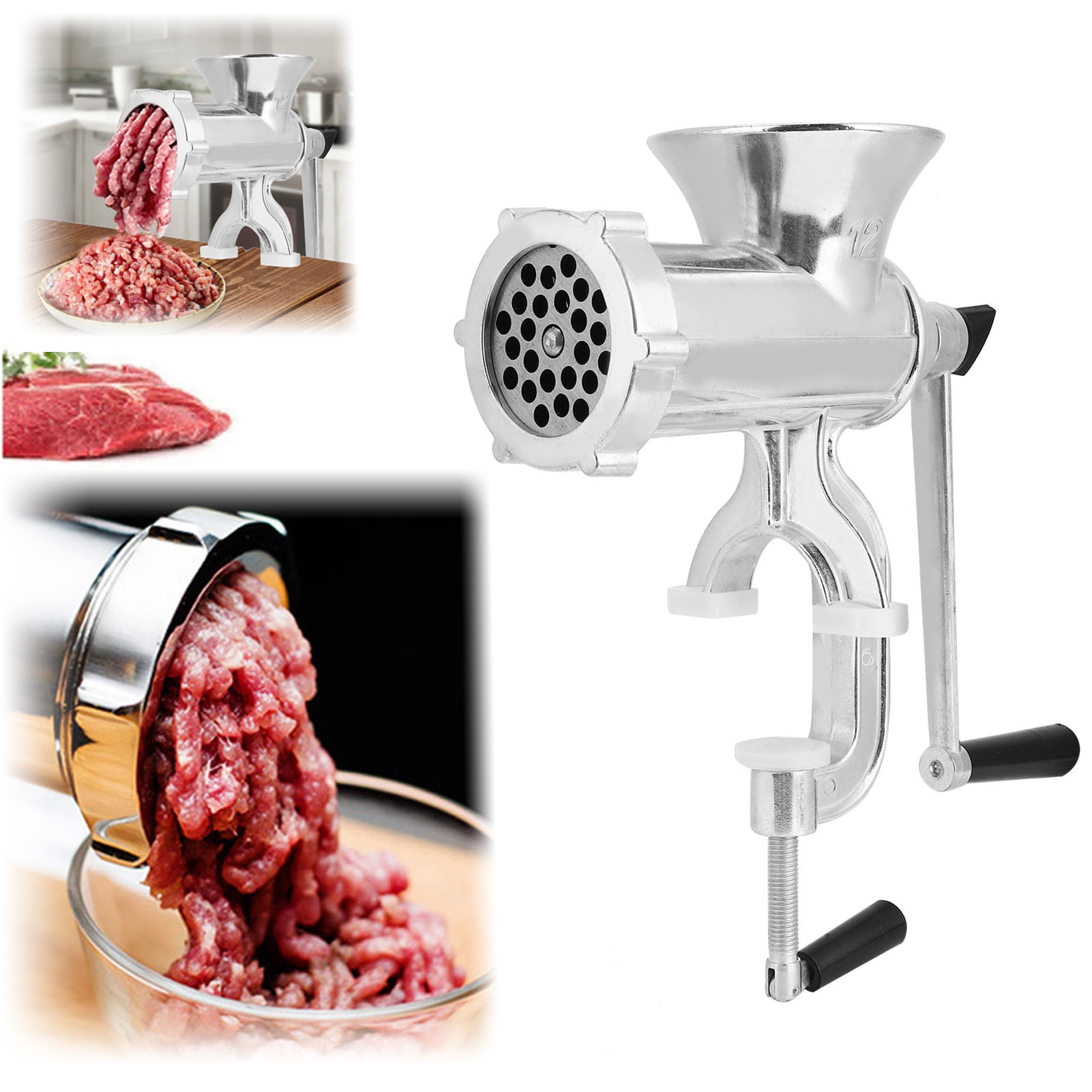 Wobythan Manual Meat Grinder Hand Operated Mincer Sausages Aluminum