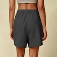thumbnail image 4 of Cotton Linen Shorts for Women Plus Size Drawstring Elastic Waist Summer Beach Vacation Bermuda Shorts with Pockets, L, 4 of 7