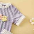 thumbnail image 5 of TOWED22 Toddler Girls 2-Piece Outfit Summer Short Sleeve Crewneck Tee with Jersey Shorts Set 1T-4T Purple,0-6 M, 5 of 9
