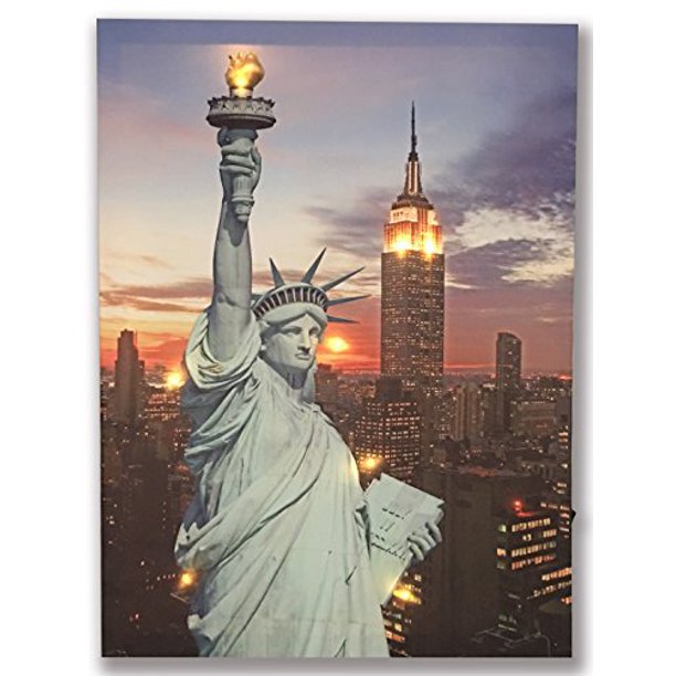 Hong Art Led Wall Art The Statue Of Liberty Framed Picture Lighted New York City Canvas Prints For Home Decoration 12x16 Inch Ha 17 Cp 053 Walmart Com Walmart Com