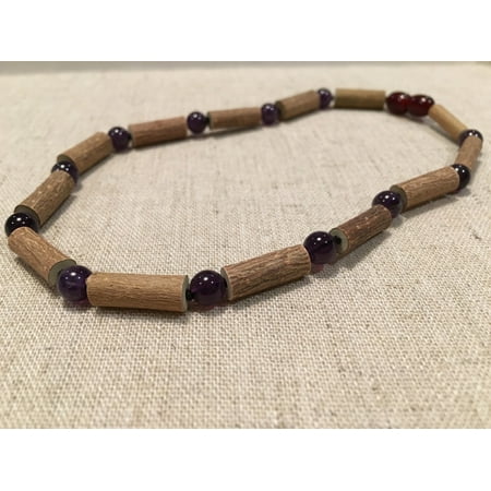 14 or 17 inch Hazelwood Necklace Eczema Acid Reflux Heart Burn Ulcers Purple Amethyst for PreTeen, Child, Teen, Adult