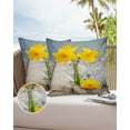 thumbnail image 6 of Garden Yellow Daffodil Flowers in Glasses Vase Outdoor Pillow Covers Set of 2, Decorative Waterproof Throw Pillow Case, Farm Wood Board Cotton Linen Soft Cozy Cushion Pillowcases, 6 of 6