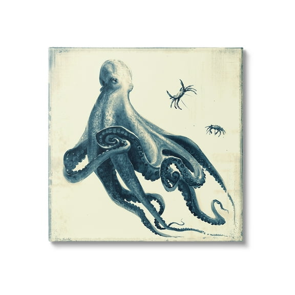 Stupell Industries Octopus & Sea Critters Animals & Insects Painting Gallery Wrapped Canvas Art Print Wall Art, 17 x 17