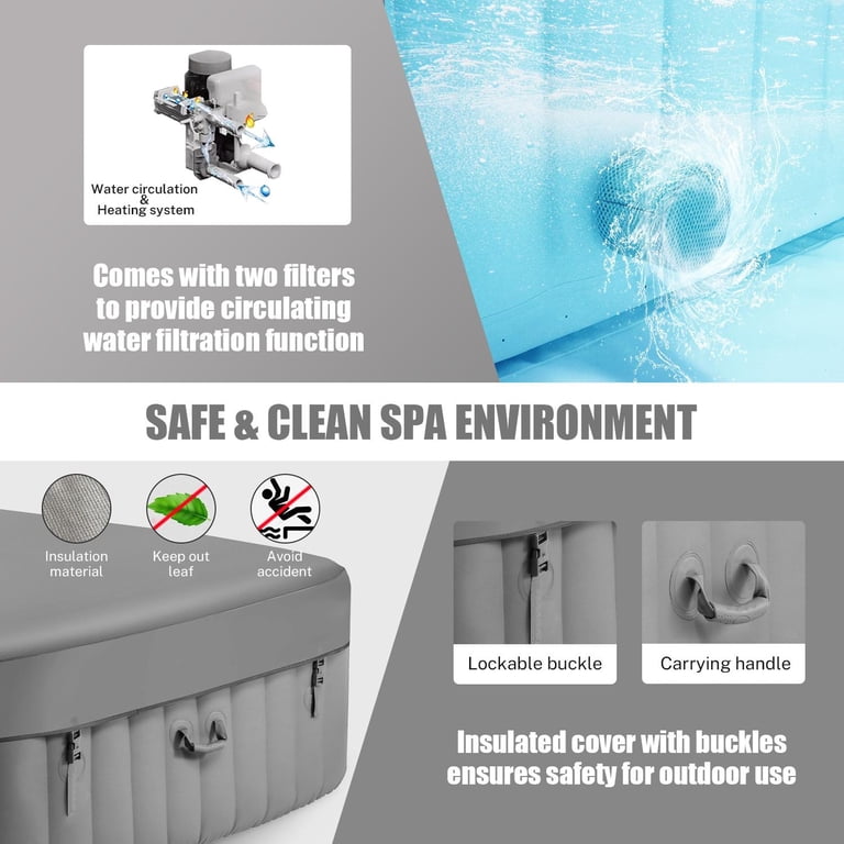 Seizeen 4-6 Person Portable Indoor Jacuzzi Hot Tub SPA for Outdoor