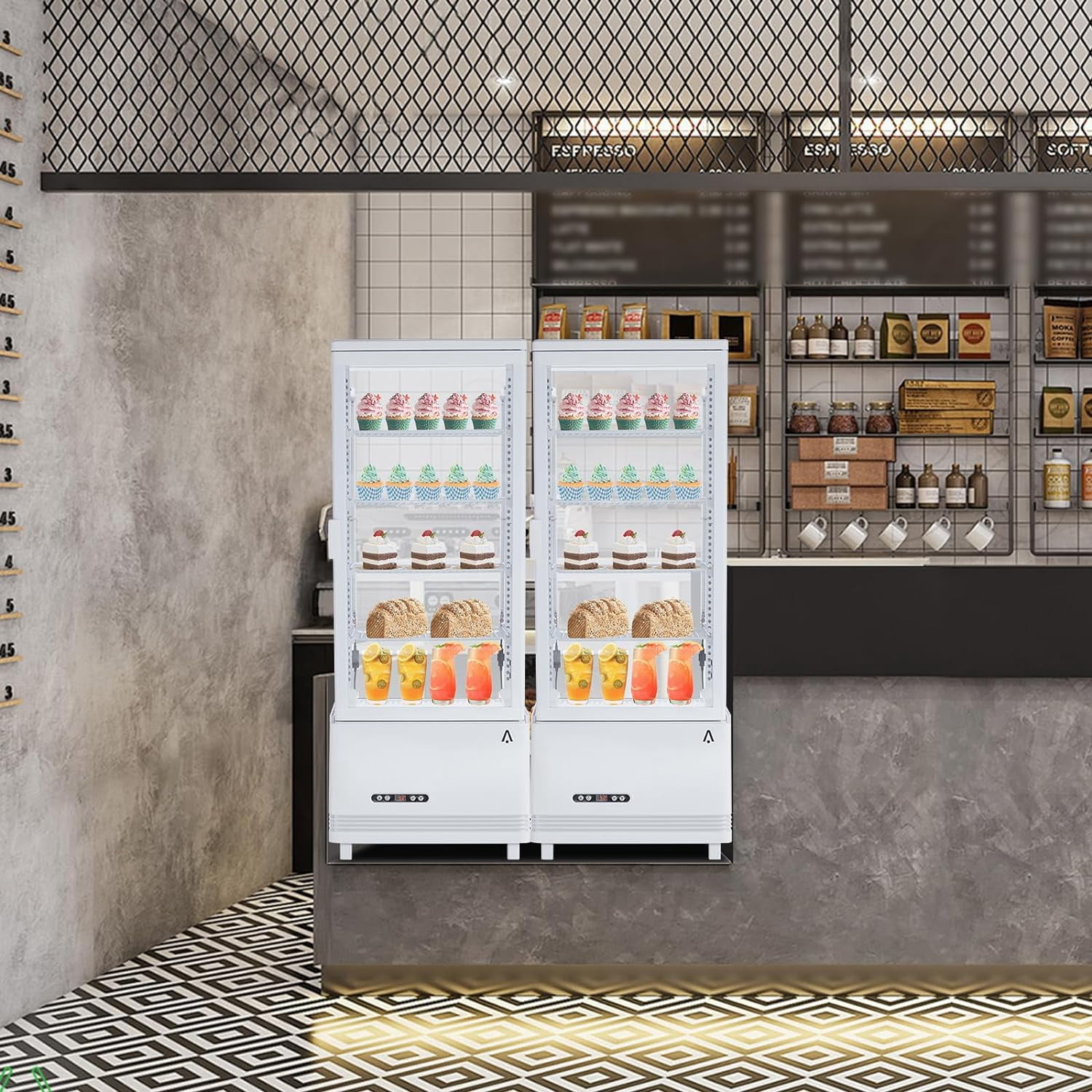 Ataucjin Commercial Refrigerator - 3.46 cu.ft. 98L, Upright Beverage Cooler, Countertop Design with LED Light, Ideal for Home, Store, Gym, Office, and Cafe Restaurant