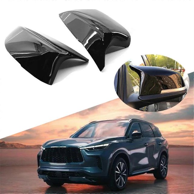 96373-4GA0H Car Left + Right Rearview Mirror Cover for QX30 Q50 Q60 Q70 2014-2019 96374-4GA0H