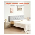 thumbnail image 2 of Full Size Headboard, Adjustable Height Diamond Tufted Headboard, 56.3" Wide, Comfortable Linen Upholstery for Bed, Bedroom Decor, Hotel, Dorm - Light Grey, 2 of 6