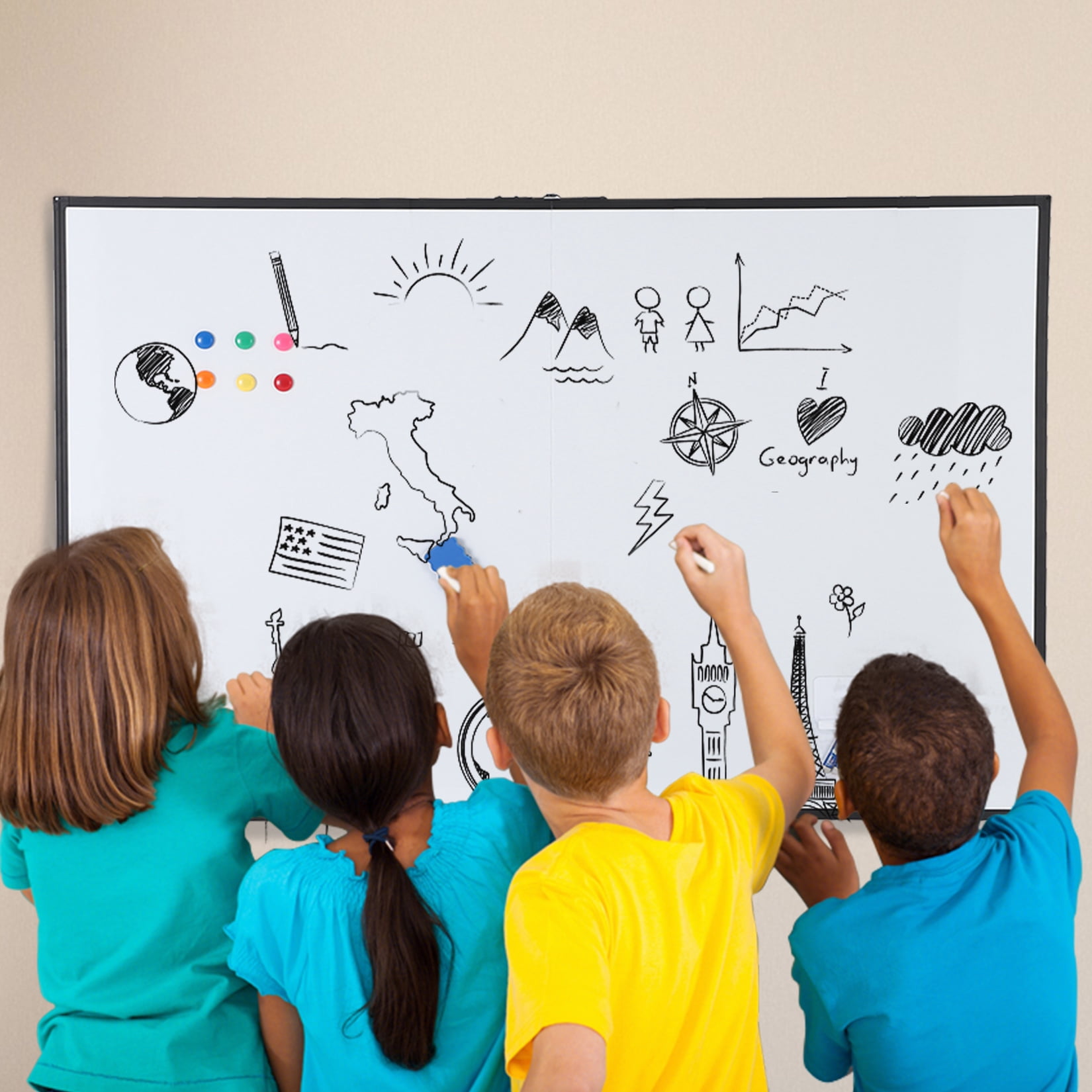 Ataujin Magnetic Whiteboard 60x40 Inch, Large Dry Erase Board with Aluminum Frame & Deep Pen Tray, Hanging Mounted Whiteboard, Smooth Writing Surface for Office, Classroom, Home