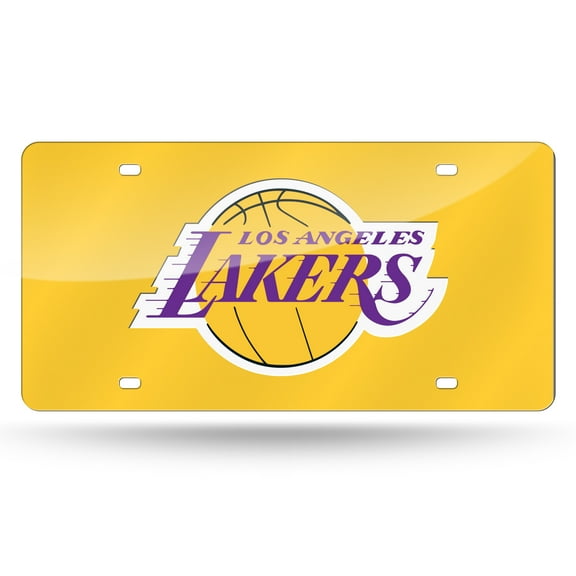 Los Angeles Basketball Lakers Yellow Look Acrylic License Plate Laser Tag