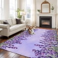 thumbnail image 2 of Purple Lavender Area Rugs 5'x8', Washable Small Throw Rugs for Classroom Bedroom, Spring Watercolor Wild Flowers Plant Indoor Outdoor Rug Non-Slip Low Pile Carpet Runner Reversible Floor Mats, 2 of 8
